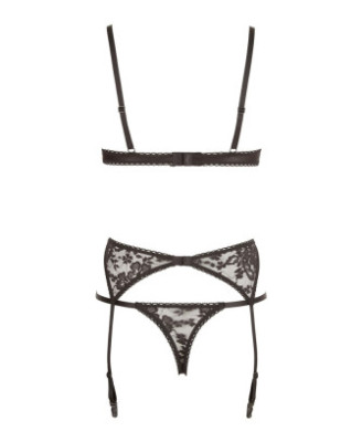 Ensemble sexy trois pièces en dentelle noire 